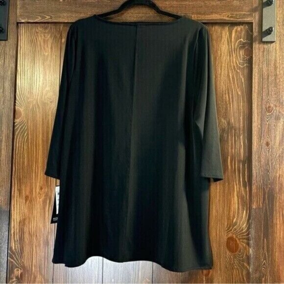 Alfani Petite Black Boat-Neck 3/4 Sleeve Tunic / Top NWT - Picture 5 of 6